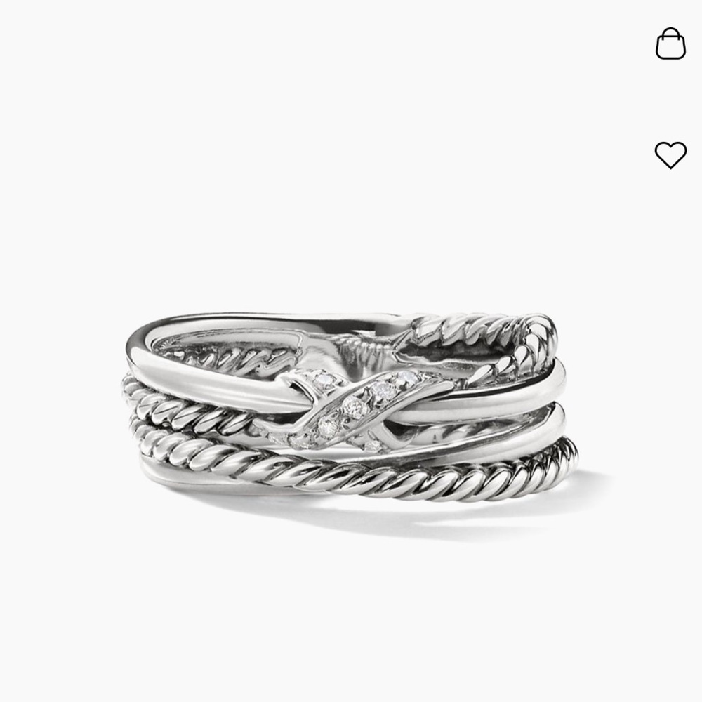 David Yurman X diamond crossover ring in sterling silver